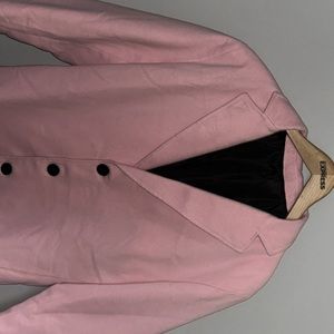 All Light Pink Coat With Black Buttons